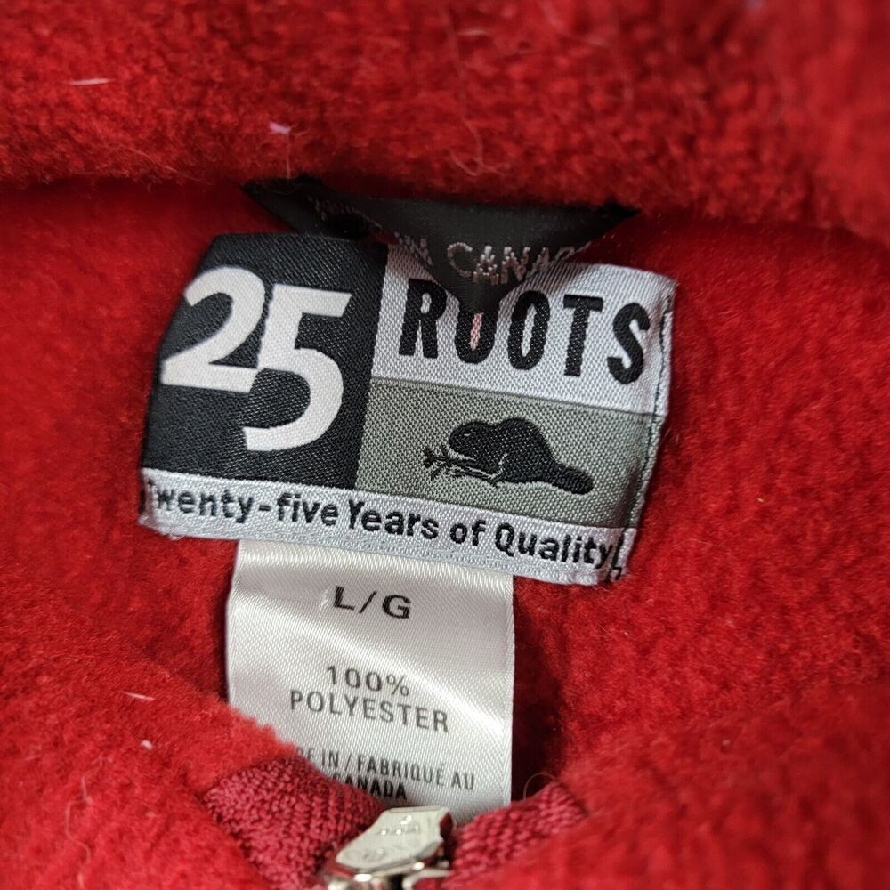 Roots Athletics Fleece Jacket Mens‎ Sz Large Red half Zip Canada 25 Years Winter - Picture 3 of 11